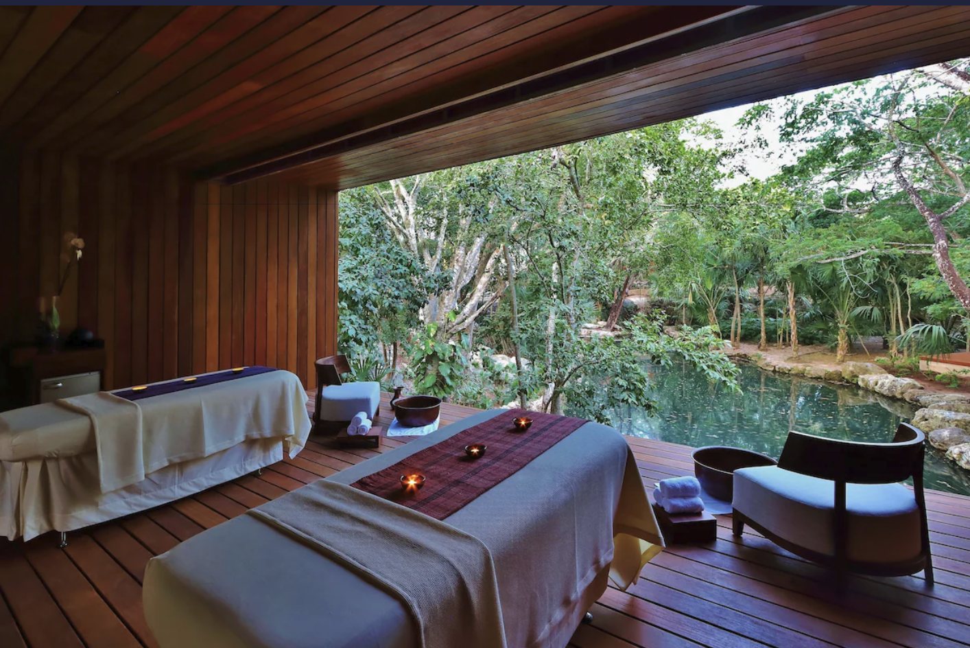 Spa treatment room overlooking the jungle at Chablé Yucatán