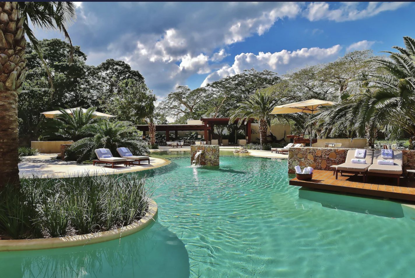 Main pool and tropical gardens at Chablé Yucatán