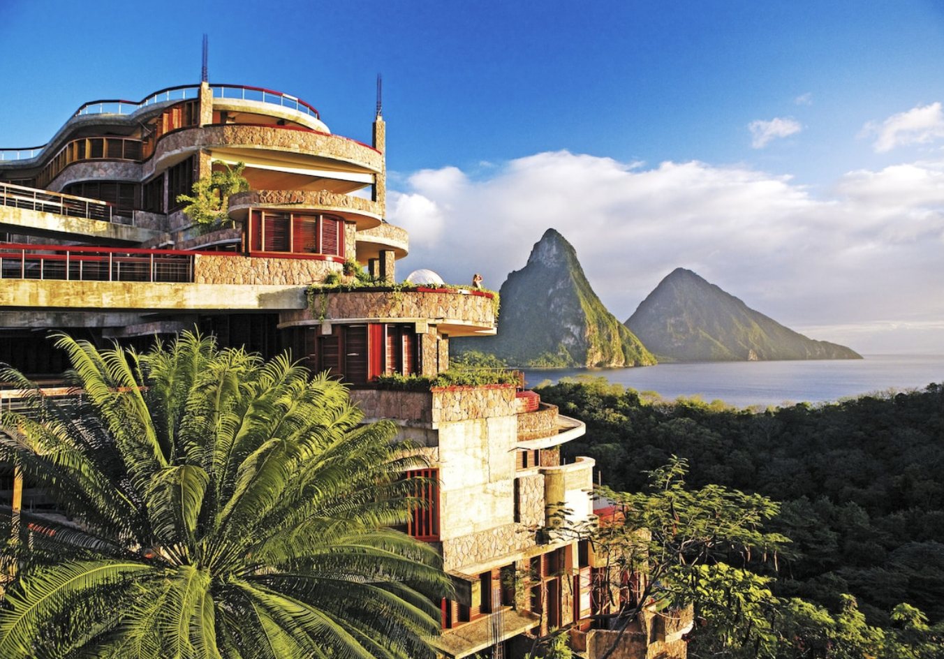 Jade Mountain Resort architecture overlooking the Pitons